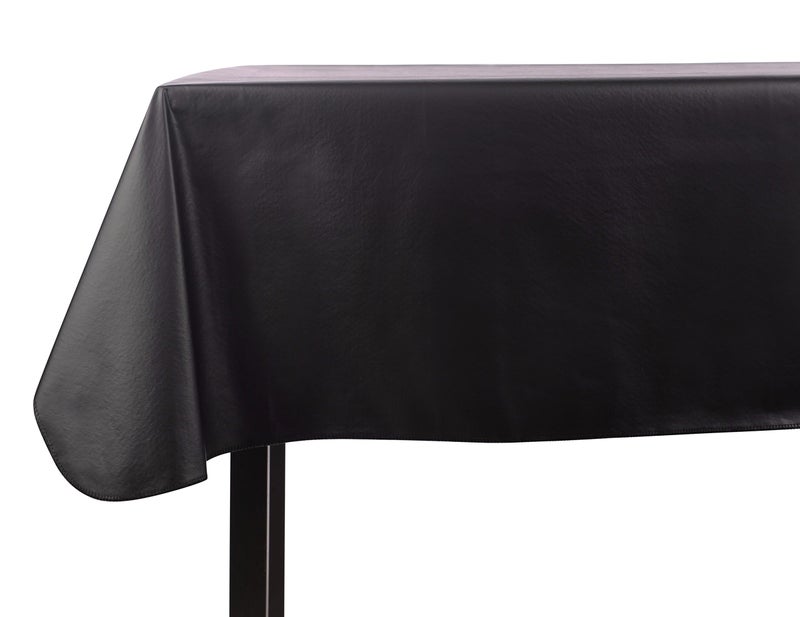 Yourtablecloth Heavy Duty Vinyl Rectangle or Square Tablecloth â€“ 6 Gauge Heavy Duty Tablecloth â€“ Flannel Backed â€“ Wipeable Tablecloth with Vivid Colors & Many Sizes 52 x 90 Black - Image 1